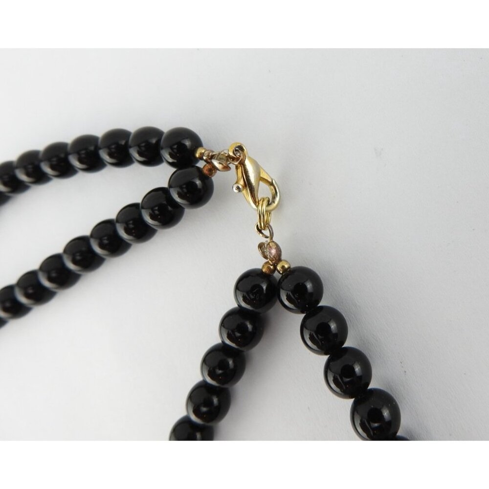 Anne Gee Black Beaded Mother Of Pearl Floral Statement Necklace - Picture 6 of 10